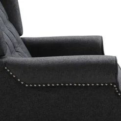 HOMCOM Fabric Upholstered Wingback Recliner, Tufted Back Linen Arm Chair With Footrest, Armrest, Padded Cushion, Dark Grey -Homcom GUEST 027fa9c9 c272 470d 97a6 254c8d8daa05