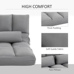 HOMCOM Convertible Floor Sofa Chair, Folding Couch Bed, Guest Chaise Lounge With 2 Pillows, Adjustable Backrest And Headrest 11 HOMCOM Convertible Floor Sofa Chair, Folding Couch Bed, Guest Chaise Lounge With 2 Pillows, Adjustable Backrest And Headrest -Homcom GUEST 04cff9ee 5d56 4ad1 8554 f765e6e35597