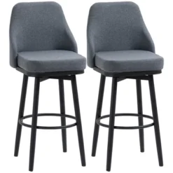 HOMCOM Extra Tall Bar Stools Set Of 2, Modern 360° Swivel Barstools, Dining Room Chairs With Steel Legs And Footrest -Homcom GUEST 068507f9 f536 4d0d a478 69422ac6b870