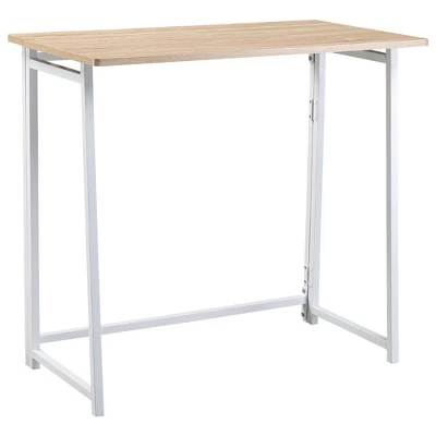 HOMCOM Writing Desk, 31.5" Folding Table For Small Space, Computer Desk With Metal Frame, Space-Saving Workstation For Home Office 3 HOMCOM Writing Desk, 31.5" Folding Table For Small Space, Computer Desk With Metal Frame, Space-Saving Workstation For Home Office - Image 3