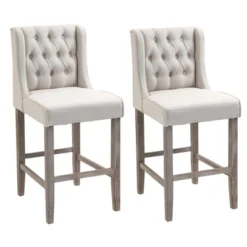 HOMCOM 26.25" Counter Height Bar Stools Set Of 2, Tufted Wingback Armless Upholstered Dining Chair With Rubber Wood Legs 10 HOMCOM 26.25" Counter Height Bar Stools Set Of 2, Tufted Wingback Armless Upholstered Dining Chair With Rubber Wood Legs -Homcom GUEST 0f70d234 6b60 4661 a80d 0963535ea6b3