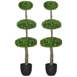 HOMCOM Set Of 2 Artificial Plants Home Decor Indoor & Outdoor Plants Fake Boxwood Topiary Trees In Pots, Faux Trees, 43.25" 7 HOMCOM Set Of 2 Artificial Plants Home Decor Indoor & Outdoor Plants Fake Boxwood Topiary Trees In Pots, Faux Trees, 43.25" -Homcom GUEST 104fb2aa cfd3 4806 b8e7 26f305b78e11