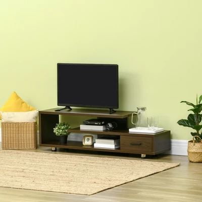 HOMCOM Modern TV Stand For TVs Up To 45", TV Cabinet With Storage Shelf And Drawer, Entertainment Center For Living Room Bedroom, Walnut 1 HOMCOM Modern TV Stand For TVs Up To 45", TV Cabinet With Storage Shelf And Drawer, Entertainment Center For Living Room Bedroom, Walnut