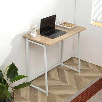 HOMCOM Writing Desk, 31.5" Folding Table For Small Space, Computer Desk With Metal Frame, Space-Saving Workstation For Home Office 2 HOMCOM Writing Desk, 31.5" Folding Table For Small Space, Computer Desk With Metal Frame, Space-Saving Workstation For Home Office - Image 2