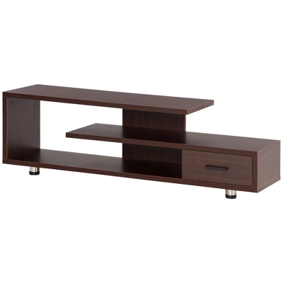 HOMCOM Modern TV Stand For TVs Up To 45", TV Cabinet With Storage Shelf And Drawer, Entertainment Center For Living Room Bedroom, Walnut 3 HOMCOM Modern TV Stand For TVs Up To 45", TV Cabinet With Storage Shelf And Drawer, Entertainment Center For Living Room Bedroom, Walnut - Image 3