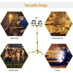 HOMCOM 10,000 Lumen Dual Head LED Work Lights Weather Resistant With Telescoping Adjustable Tripod Stand, Rotating Lamps 6 HOMCOM 10,000 Lumen Dual Head LED Work Lights Weather Resistant With Telescoping Adjustable Tripod Stand, Rotating Lamps -Homcom GUEST 19b1cffe 3c90 4f10 8c36 bad2e5eac3ec