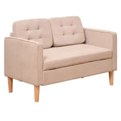 HOMCOM Modern 2-Seater Loveseat Button-Tufted Fabric Couch With Storage Chest, Cushions And Rubberwood Legs For Living Room 10 HOMCOM Modern 2-Seater Loveseat Button-Tufted Fabric Couch With Storage Chest, Cushions And Rubberwood Legs For Living Room -Homcom GUEST 26792b1e c395 426b 807d cdbaea6ccd42