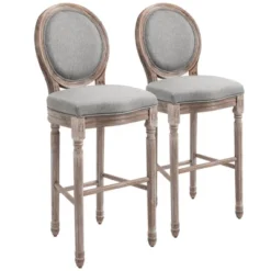 HOMCOM Vintage Bar Stools Set Of 2, Wood Barstools Accent Chairs With Soft Linen Cushions & Footrest, 29.5" Seat Height 12 HOMCOM Vintage Bar Stools Set Of 2, Wood Barstools Accent Chairs With Soft Linen Cushions & Footrest, 29.5" Seat Height -Homcom GUEST 2745f06e 038e 4c82 aab4 eefb29ac538a