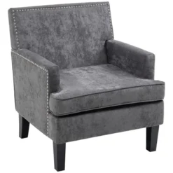HOMCOM Modern Accent Chair, Upholstered Living Room Chair With Solid Wood Legs And Nailhead Trim, Armchair 9 HOMCOM Modern Accent Chair, Upholstered Living Room Chair With Solid Wood Legs And Nailhead Trim, Armchair -Homcom GUEST 31e99793 d5ed 4117 94ad 052b4e78ae2c