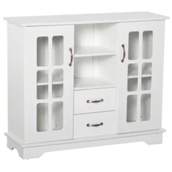 HOMCOM Modern Storage Console Cabinet With 2 Framed Glass Doors And 2 Drawers For Kitchen Or Living Room -Homcom GUEST 3510f964 4e06 45bb bde0 102f06cab89f