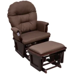 HOMCOM Nursery Glider Rocking Chair With Ottoman, Thick Padded Cushion Seating And Wood Base -Homcom GUEST 3e9f6ac8 9d86 4218 a92b 21ac60f58b54