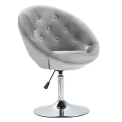 HOMCOM Modern Makeup Vanity Chair Round Tufted Swivel Accent Chair With Chrome Frame Height Adjustable For Living Room -Homcom GUEST 3eb7ddde 9759 4cbd babc 4be95b58f243