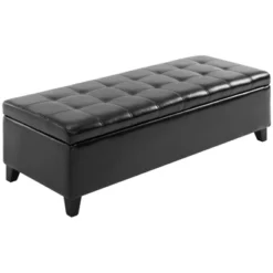 HOMCOM Large 51" Tufted Faux Leather Ottoman Storage Bench For Living Room, Entryway, Or Bedroom -Homcom GUEST 473f361c eb07 4bbb a3e8 9c980aa65140