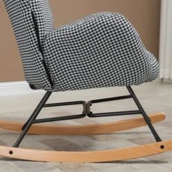 HOMCOM Glider Rocker With Ottoman Set, Houndstooth Nursery Rocking Chair, Upholstered Wingback Armchair For Living Room And Bedroom -Homcom GUEST 546ac5cb 1c57 41dc b10c 122185218d33