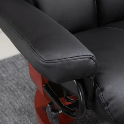 HOMCOM Recliner Chair With Ottoman, 360° Swivel Reclining Chair With Wood Base And Matching Footrest, Black 5 HOMCOM Recliner Chair With Ottoman, 360° Swivel Reclining Chair With Wood Base And Matching Footrest, Black - Image 5