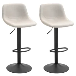 HOMCOM Adjustable Bar Stools Set Of 2, Swivel Bar Height Chairs Barstools Padded With Back For Kitchen, Counter, And Home Bar 21 HOMCOM Adjustable Bar Stools Set Of 2, Swivel Bar Height Chairs Barstools Padded With Back For Kitchen, Counter, And Home Bar -Homcom GUEST 54e70dd4 a6e2 462a b995 5709195be065