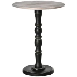 HOMCOM Pedestal Side Table With Round Tabletop, Rustic End Table With Solid Wood Leg For Living Room, Bedroom, Light Gray And Black 7 HOMCOM Pedestal Side Table With Round Tabletop, Rustic End Table With Solid Wood Leg For Living Room, Bedroom, Light Gray And Black -Homcom GUEST 552a47e1 a5bb 4d4b af93 65544aa50e2a