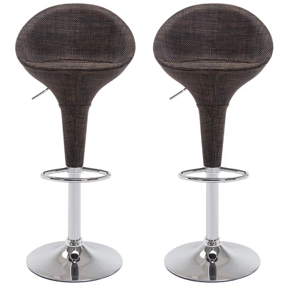 HOMCOM Adjustable Bar Stools Set Of 2, Rattan Bar Height Barstools With Swivel For Pub Counter Kitchen 3 HOMCOM Adjustable Bar Stools Set Of 2, Rattan Bar Height Barstools With Swivel For Pub Counter Kitchen - Image 3