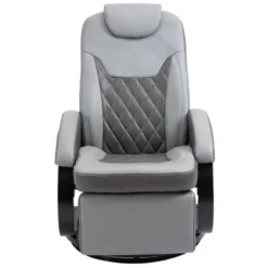 HOMCOM PU Recliner Reading Armchair With Footrest, Headrest And Round Steel/Wood Base For Living Room Or Office, Gray -Homcom GUEST 5b796c46 0d1b 465a be93 10690326ceda