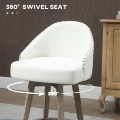 HOMCOM Bar Stools Set Of 4, Linen Fabric Kitchen Counter Stools With Nailhead Trim, Rubber Wood Legs And Footrest For Dining Room, Pub, Cream White -Homcom GUEST 5c0644c7 8023 4745 be91 e9bbd9eee24b