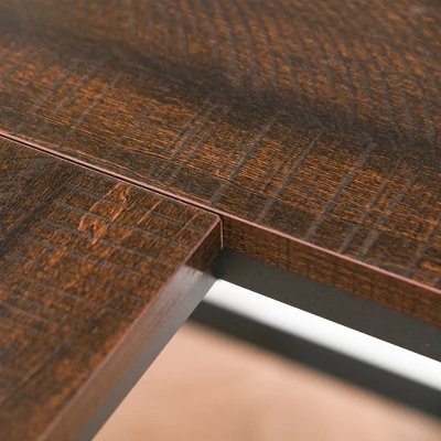 HOMCOM L-Shaped Home Office Desk With Bottom Tower Shelf, 3 Cube Shelves, Computer Writing Desk With Metal Frame, Walnut Brown 5 HOMCOM L-Shaped Home Office Desk With Bottom Tower Shelf, 3 Cube Shelves, Computer Writing Desk With Metal Frame, Walnut Brown - Image 5