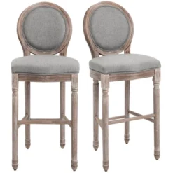 HOMCOM Vintage Bar Stools Set Of 2, Wood Barstools Accent Chairs With Soft Linen Cushions & Footrest, 29.5" Seat Height 9 HOMCOM Vintage Bar Stools Set Of 2, Wood Barstools Accent Chairs With Soft Linen Cushions & Footrest, 29.5" Seat Height -Homcom GUEST 6a6acb63 8443 4939 a554 7e8cfd8d69c0