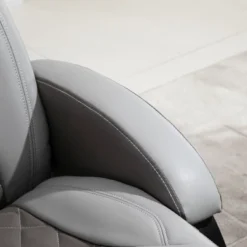 HOMCOM PU Recliner Reading Armchair With Footrest, Headrest And Round Steel/Wood Base For Living Room Or Office, Gray -Homcom GUEST 6edcc6e4 b7b0 43ef b034 47fb015e97c8