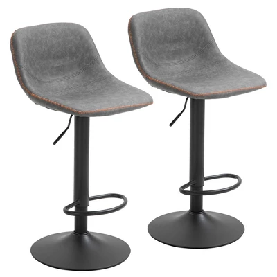 HOMCOM Adjustable Bar Stools Set Of 2, Swivel Bar Height Chairs Barstools Padded With Back For Kitchen, Counter, And Home Bar 9 HOMCOM Adjustable Bar Stools Set Of 2, Swivel Bar Height Chairs Barstools Padded With Back For Kitchen, Counter, And Home Bar - Image 9