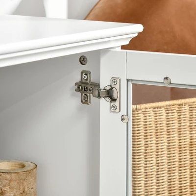 HOMCOM Modern TV Stand Cabinet For TVs Up To 60 Inches, Entertainment Center With Drawer And Glass Doors For Living Room, White 5 HOMCOM Modern TV Stand Cabinet For TVs Up To 60 Inches, Entertainment Center With Drawer And Glass Doors For Living Room, White - Image 5