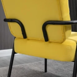 HOMCOM Modern Accent Chair With Cushioned Seat And Back, Upholstered Velvet Armchair For Bedroom, Living Room Chair With Arms And Steel Legs, Yellow -Homcom GUEST 772e5d9b 0b8b 47f4 ad00 28b3795dfd45