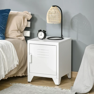 HOMCOM Industrial End Table, Living Room Side Table With Locker-Style Door And Adjustable Shelf 2 HOMCOM Industrial End Table, Living Room Side Table With Locker-Style Door And Adjustable Shelf - Image 2