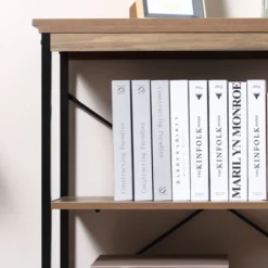 HOMCOM 2-Tier Shelf, Modern Style Bookshelf With Metal Frame For Living Room, Bedroom, And Office, Brown -Homcom GUEST 7ea7fe6d 64d1 4d52 bc24 16f749bc57d3