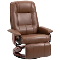 HOMCOM Faux Leather Manual Recliner, Adjustable Swivel Lounge Chair With Footrest, Armrest And Wrapped Wood Base For Living Room -Homcom GUEST 83ea98b0 0164 4838 96c7 1a6bb31cccc9
