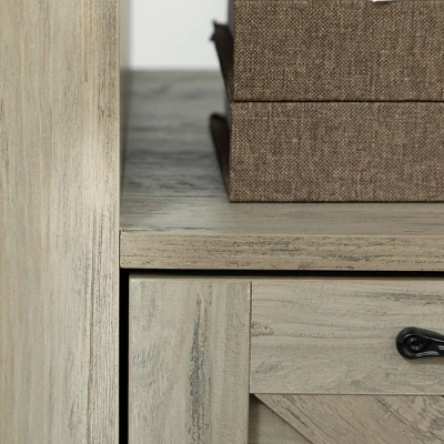 HOMCOM Farmhouse Side Table With 1 Drawer, 1 Open Shelf And Tabletop For Living Room, Set Of 2, Gray Oak 5 HOMCOM Farmhouse Side Table With 1 Drawer, 1 Open Shelf And Tabletop For Living Room, Set Of 2, Gray Oak - Image 5