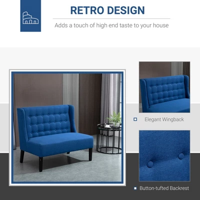 HOMCOM Linen Fabric Upholstery Double Sofa Tufted Loveseat Armless Couch Living Room Furniture With Wood Legs 2 HOMCOM Linen Fabric Upholstery Double Sofa Tufted Loveseat Armless Couch Living Room Furniture With Wood Legs - Image 2