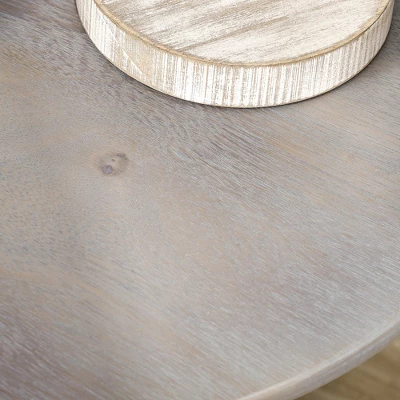 HOMCOM Pedestal Side Table With Round Tabletop, Rustic End Table With Solid Wood Leg For Living Room, Bedroom, Light Gray And Black 4 HOMCOM Pedestal Side Table With Round Tabletop, Rustic End Table With Solid Wood Leg For Living Room, Bedroom, Light Gray And Black - Image 4