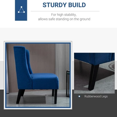 HOMCOM Linen Fabric Upholstery Double Sofa Tufted Loveseat Armless Couch Living Room Furniture With Wood Legs 5 HOMCOM Linen Fabric Upholstery Double Sofa Tufted Loveseat Armless Couch Living Room Furniture With Wood Legs - Image 5