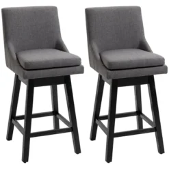 HOMCOM 28" Set Of 2 Swivel Bar Height Bar Stools, Armless Upholstered Barstools Chairs With Soft Padding Cushion And Wood Legs -Homcom GUEST 8b27ce22 8323 4db2 a2d9 54ebc19a5f1f