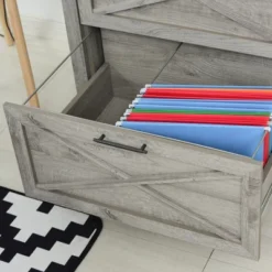 HOMCOM Retro Wooden 2-Drawer Lateral File Chest Cabinet Pedestal For Document Storage With Hanging Bar For Letter/Legal Size, Gray -Homcom GUEST 8d235bbe 14c4 4489 b300 3bdeaa8ce1cf