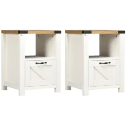 HOMCOM Farmhouse Side Table With 1 Drawer, 1 Open Shelf And Tabletop For Living Room, Set Of 2, White 7 HOMCOM Farmhouse Side Table With 1 Drawer, 1 Open Shelf And Tabletop For Living Room, Set Of 2, White -Homcom GUEST 91da2110 975a 4253 af0f b2a4f458786d
