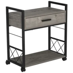 HOMCOM Industrial End Table With Drawer And Bottom Shelf, Mobile Side Table With 4 Wheels For Living Room, Bedroom 13 HOMCOM Industrial End Table With Drawer And Bottom Shelf, Mobile Side Table With 4 Wheels For Living Room, Bedroom -Homcom GUEST 9eb441d3 1c3c 4485 b230 3e9b15c13f3a