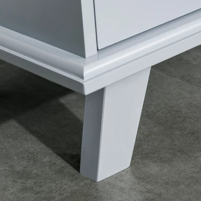 HOMCOM Wood Accent Sideboard Buffet Serveing Storage Cabinet With Fretwork Doors And Elevated Base, Gray 4 HOMCOM Wood Accent Sideboard Buffet Serveing Storage Cabinet With Fretwork Doors And Elevated Base, Gray - Image 4