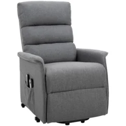 HOMCOM Power Lift Assist Recliner Chair For Elderly With Remote Control, Linen Fabric Upholstery Gray -Homcom GUEST a14ad55d 9a59 4529 ba03 8d15273c4aaa