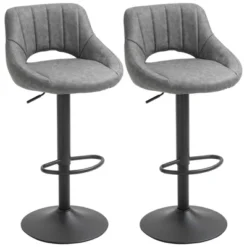 HOMCOM Modern Bar Stools Set Of 2 Swivel Bar Height Barstools Chairs With Adjustable Height, Round Heavy Metal Base, And Footrest -Homcom GUEST a5bad7fe 16de 4e3f afdf 76096ff4bc41