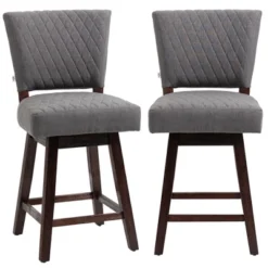 HOMCOM Swivel Bar Stools Set Of 2, Counter Height Barstools With Back, Rubber Wood Legs And Footrests, For Kitchen Dining Room Pub, Dark Gray 7 HOMCOM Swivel Bar Stools Set Of 2, Counter Height Barstools With Back, Rubber Wood Legs And Footrests, For Kitchen Dining Room Pub, Dark Gray -Homcom GUEST a694eb0b 1205 4566 a32a a0425a20ea0c