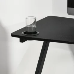 HOMCOM 47 Inch Gaming Computer Desk, Home Office Gamer Table Workstation With Cup Holder, Headphone Hook, Cable Management, Carbon Fiber Surface -Homcom GUEST a767740b f8fb 43ff a557 be597aa4464a