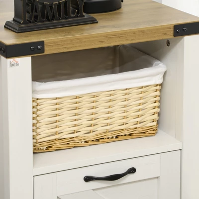 HOMCOM Farmhouse Side Table With 1 Drawer, 1 Open Shelf And Tabletop For Living Room, Set Of 2, White 5 HOMCOM Farmhouse Side Table With 1 Drawer, 1 Open Shelf And Tabletop For Living Room, Set Of 2, White - Image 5