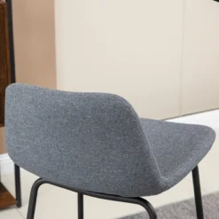 HOMCOM 29.5" Seat Height Bar Stools Set Of 2, Upholstered Bar Chairs, Armless Barstools With Back, Steel Legs, Gray -Homcom GUEST acf9c006 69b9 4121 bb44 fa6544e5a682