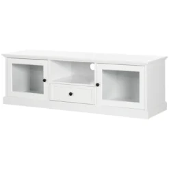 HOMCOM Modern TV Stand Cabinet For TVs Up To 60 Inches, Entertainment Center With Drawer And Glass Doors For Living Room, White 7 HOMCOM Modern TV Stand Cabinet For TVs Up To 60 Inches, Entertainment Center With Drawer And Glass Doors For Living Room, White -Homcom GUEST b81edaf0 553d 40fc 9f12 9f5369b2e0d0