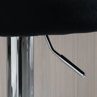 HOMCOM Adjustable Bar Stools Upholstered Kitchen Stools With Velvet Touch Fabric, Steel Frame Black, Set Of 2 5 HOMCOM Adjustable Bar Stools Upholstered Kitchen Stools With Velvet Touch Fabric, Steel Frame Black, Set Of 2 - Image 5